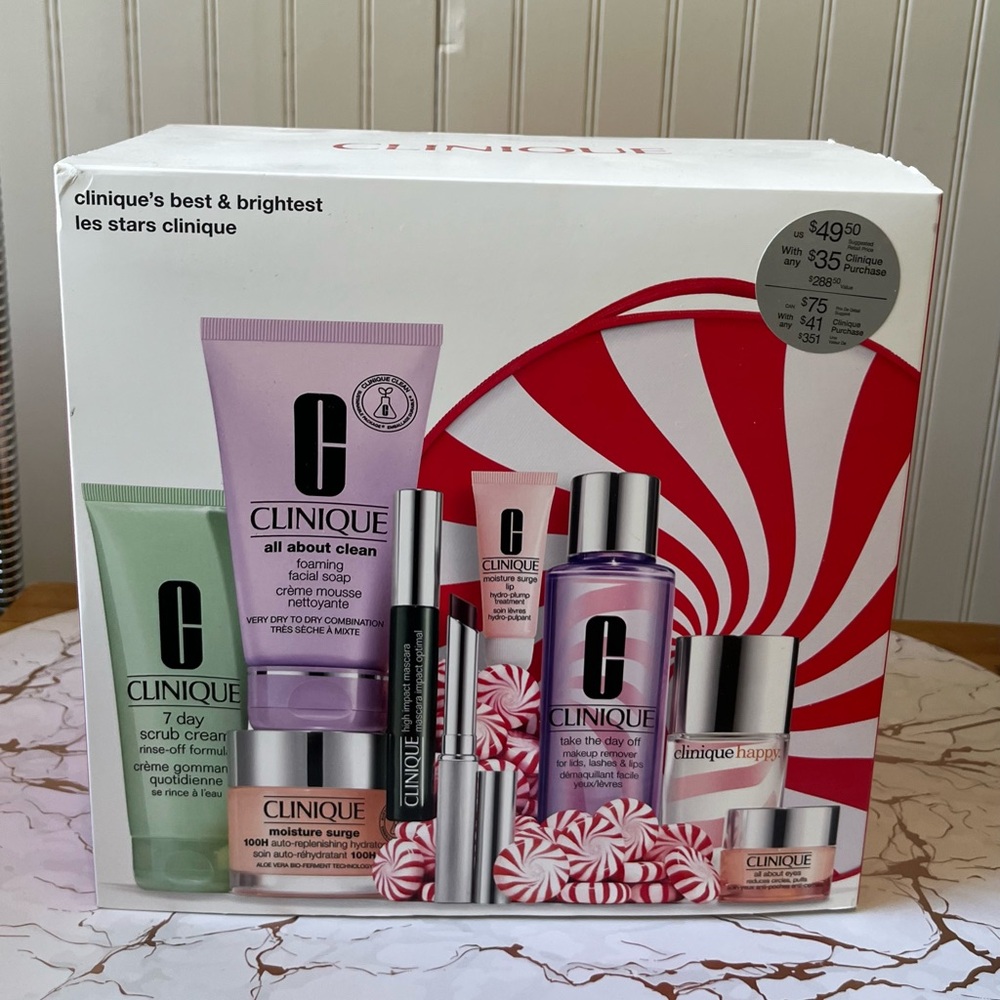 CLINIQUE BEST & BRIGHTEST SKINCARE + MAKEUP GIFT SET | 9 FULL SZ PRODUCTS | NEW